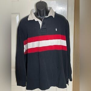 Vintage 1990s Polo Striped Long Sleeve Sweatshirt / 90s XXL​​​​​​​​​​​​​​